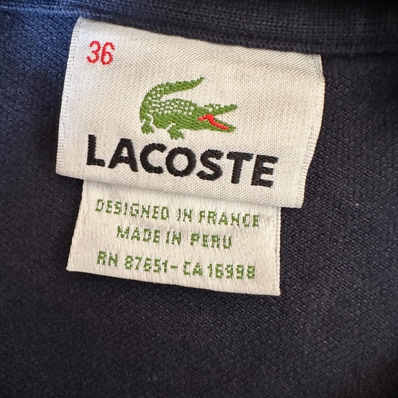 LACOSTE  navy 5 button slim fit polo, 36(2/4)  GD1135 - Picture 6 of 6